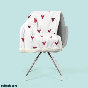 Mini Red Luv Hearts In White Sherpa Fleece Blanket 2