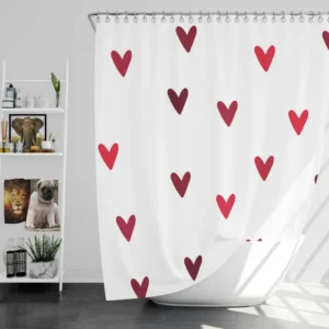 Mini Red Luv Hearts In White Shower Curtain