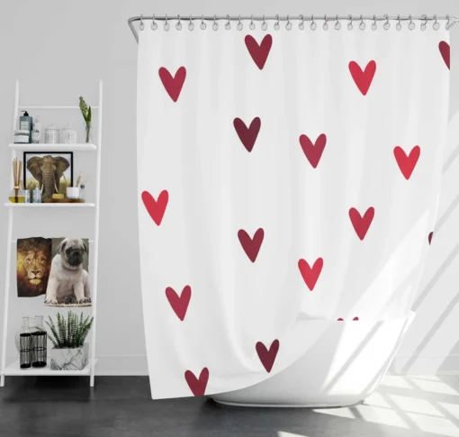 Mini Red Luv Hearts In White Shower Curtain