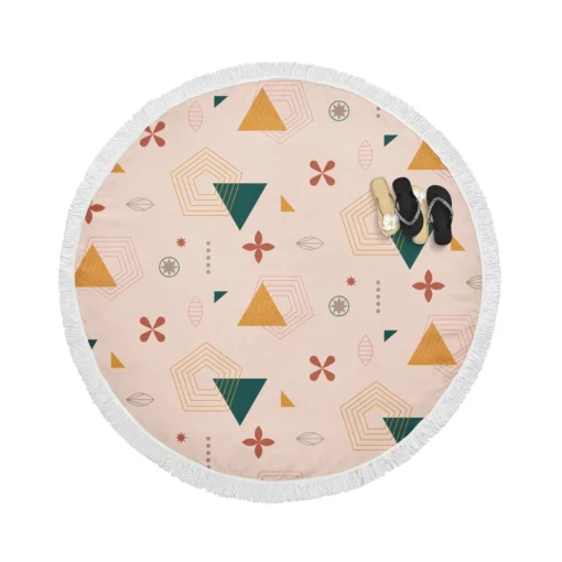 Mini Triangle Geometric Pattern Round Beach Towel