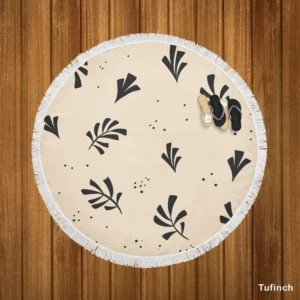 Minimal Botanical Design Round Beach Towel