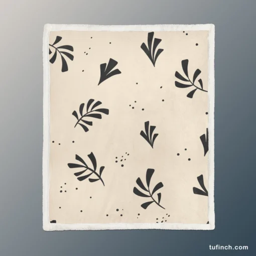 Minimal Botanical Design Sherpa Fleece Blanket 1