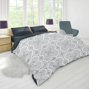 Minimal  Flat Lines Pattern Duvet Cover 1