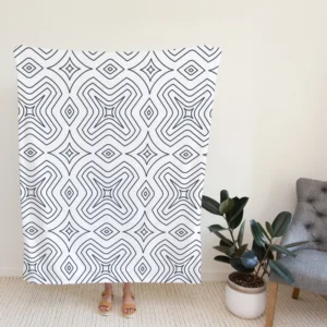 Minimal  Flat Lines Pattern Fleece Blanket