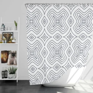 Minimal  Flat Lines Pattern Shower Curtain