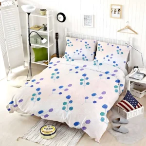 Minimal Polka Dot Design Floral Pattern Bedding Set