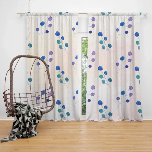 Minimal Polka Dot Design Floral Pattern Curtain