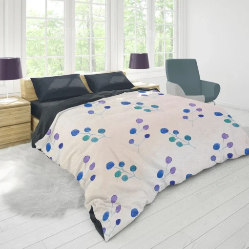 Minimal Polka Dot Design Floral Pattern Duvet Cover 1