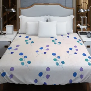 Minimal Polka Dot Design Floral Pattern Duvet Cover