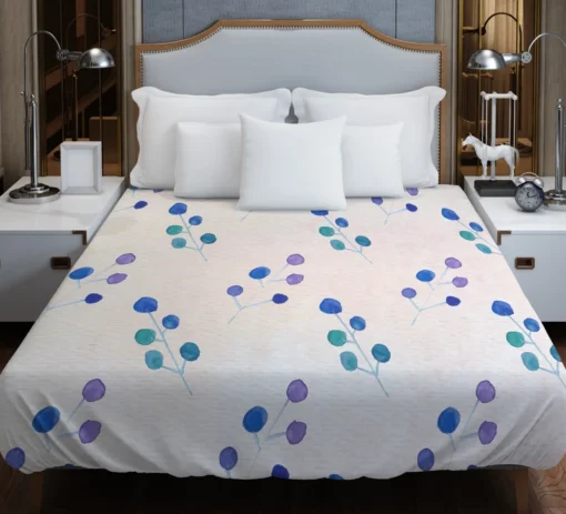 Minimal Polka Dot Design Floral Pattern Duvet Cover