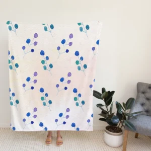 Minimal Polka Dot Design Floral Pattern Fleece Blanket