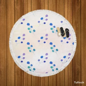 Minimal Polka Dot Design Floral Pattern Round Beach Towel