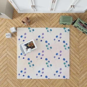 Minimal Polka Dot Design Floral Pattern Rug