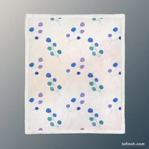 Minimal Polka Dot Design Floral Pattern Sherpa Fleece Blanket 1