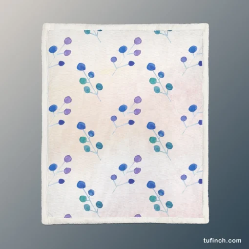 Minimal Polka Dot Design Floral Pattern Sherpa Fleece Blanket 1