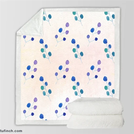 Minimal Polka Dot Design Floral Pattern Sherpa Fleece Blanket