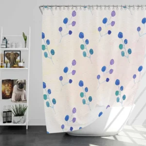 Minimal Polka Dot Design Floral Pattern Shower Curtain