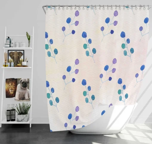 Minimal Polka Dot Design Floral Pattern Shower Curtain