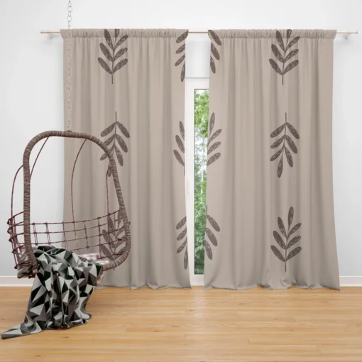 Minimalist Botany Leaf Art Curtain