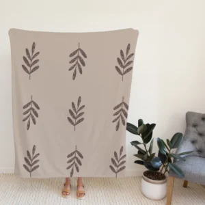 Minimalist Botany Leaf Art Fleece Blanket