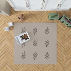 Minimalist Botany Leaf Art Rug