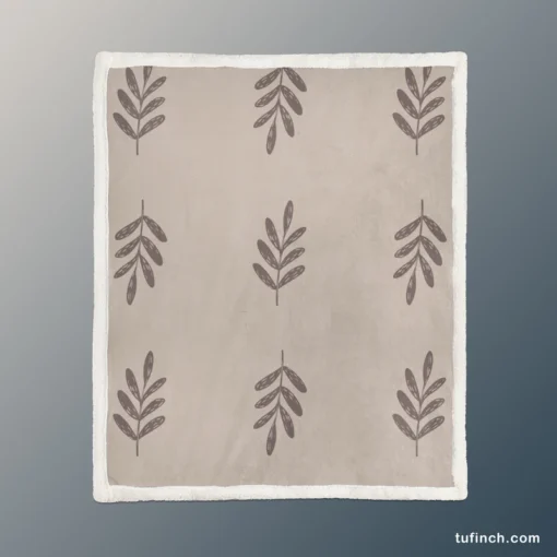 Minimalist Botany Leaf Art Sherpa Fleece Blanket 1