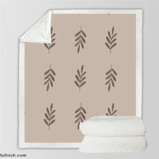 Minimalist Botany Leaf Art Sherpa Fleece Blanket