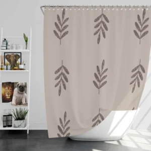 Minimalist Botany Leaf Art Shower Curtain