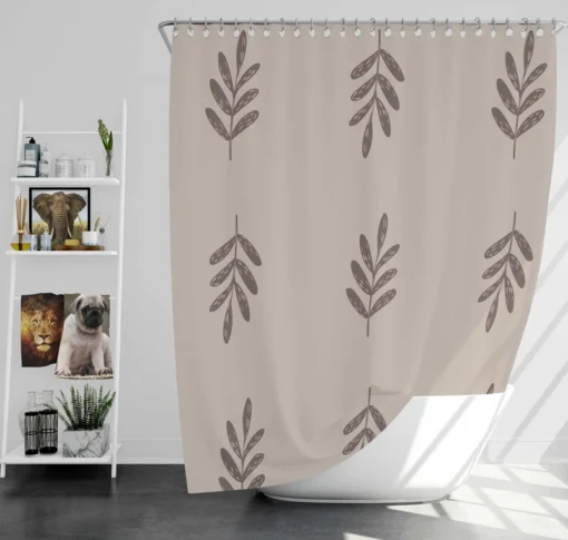 Minimalist Botany Leaf Art Shower Curtain