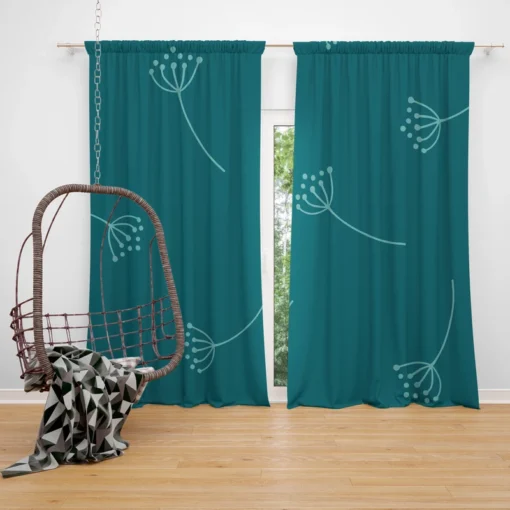 Minimalist Dandelion Floral Design Curtain