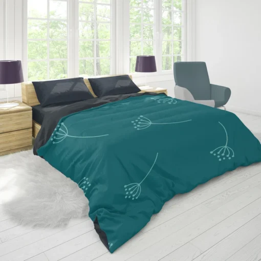 Minimalist Dandelion Floral Design Duvet Cover 1