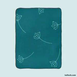 Minimalist Dandelion Floral Design Fleece Blanket 1