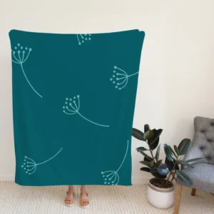 Minimalist Dandelion Floral Design Fleece Blanket