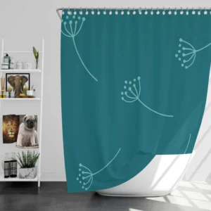 Minimalist Dandelion Floral Design Shower Curtain