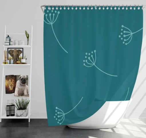 Minimalist Dandelion Floral Design Shower Curtain