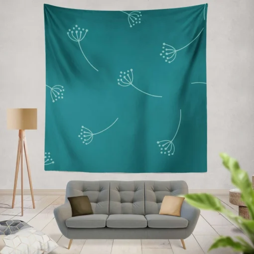 Minimalist Dandelion Floral Design Wall Tapestry