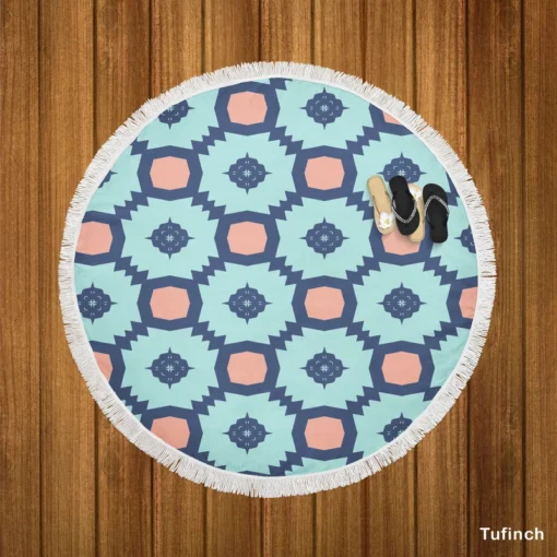 Minimalist Ethnic Design Round Beach Towel