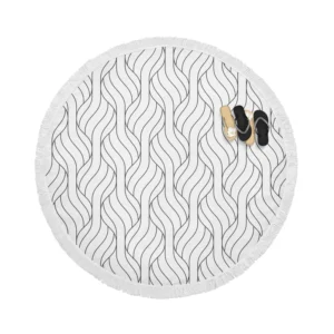 Minimalist Flat Lines Pattern Round Beach Towel