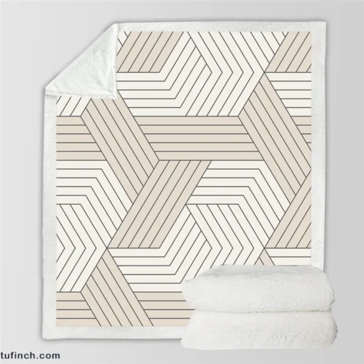 Minimalist Herringbone Half Chevron Sherpa Fleece Blanket