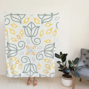 Minimalist Indian Floral Pattern Fleece Blanket