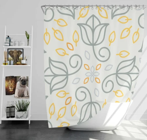 Minimalist Indian Floral Pattern Shower Curtain