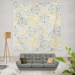 Minimalist Indian Floral Pattern Wall Tapestry