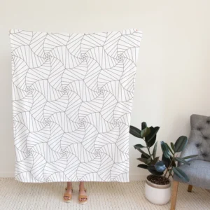 Minimalist Linear Flat Abstract Lines Pattern Fleece Blanket