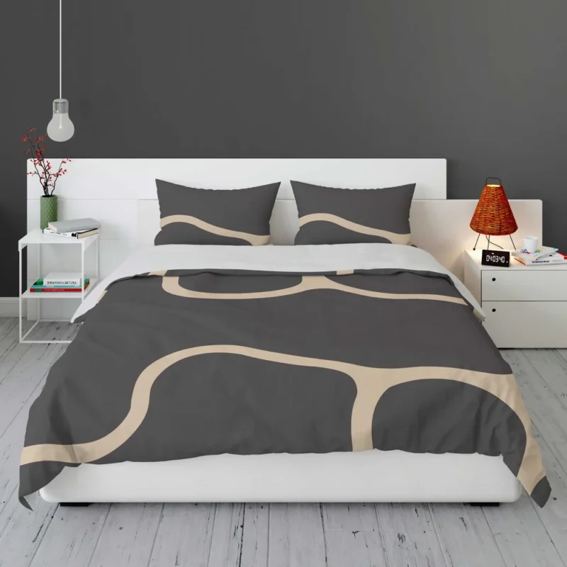 Minimalist Papaya Whip Lines On Carbon Grey Bedding Set 1