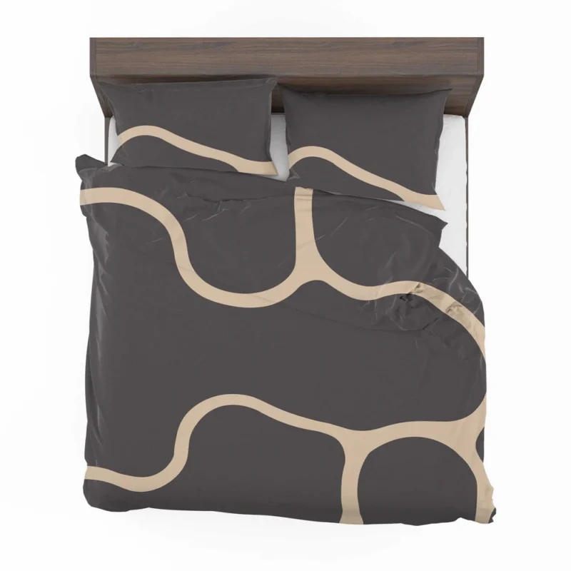 Minimalist Papaya Whip Lines On Carbon Grey Bedding Set 2