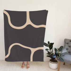 Minimalist Papaya Whip Lines On Carbon Grey Fleece Blanket