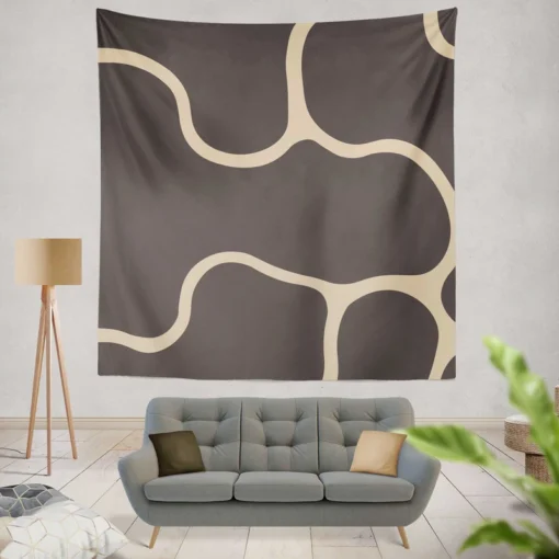 Minimalist Papaya Whip Lines On Carbon Grey Wall Tapestry