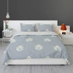 Minimalistic Flower On Periwinkle Blue Bedding Set 1