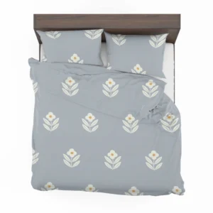 Minimalistic Flower On Periwinkle Blue Bedding Set 2