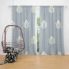 Minimalistic Flower On Periwinkle Blue Curtain